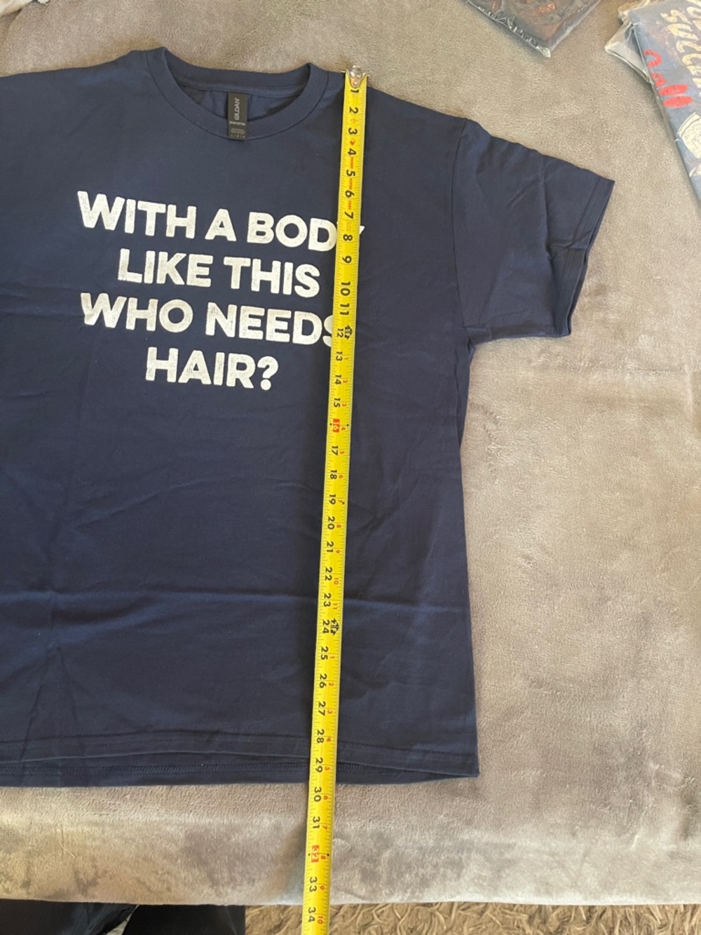 With a body like this who needs hair father’s Day tee dad‘s gift T-shirt nwt - Picture 5 of 6
